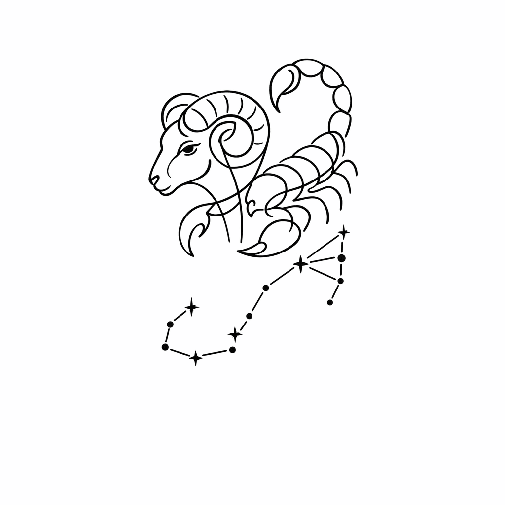 Aries With Scorpio Combined, Aries Head Half Turned, Add Constellation
