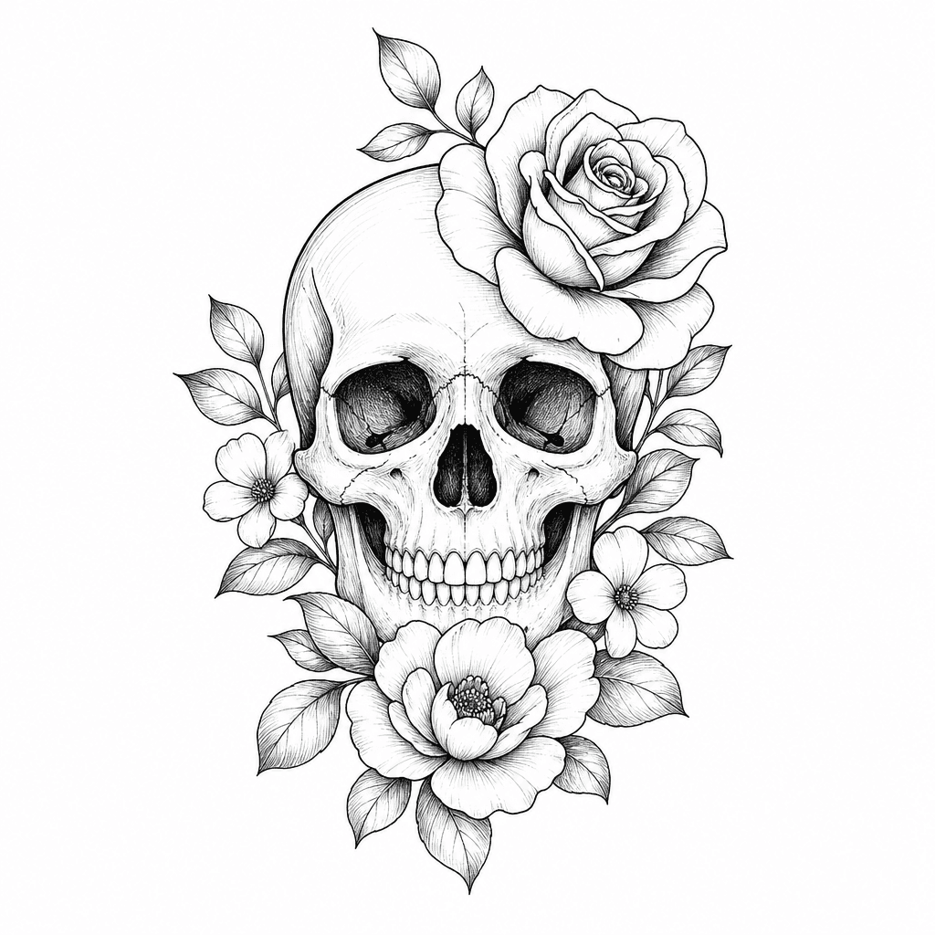Skull With Flowers