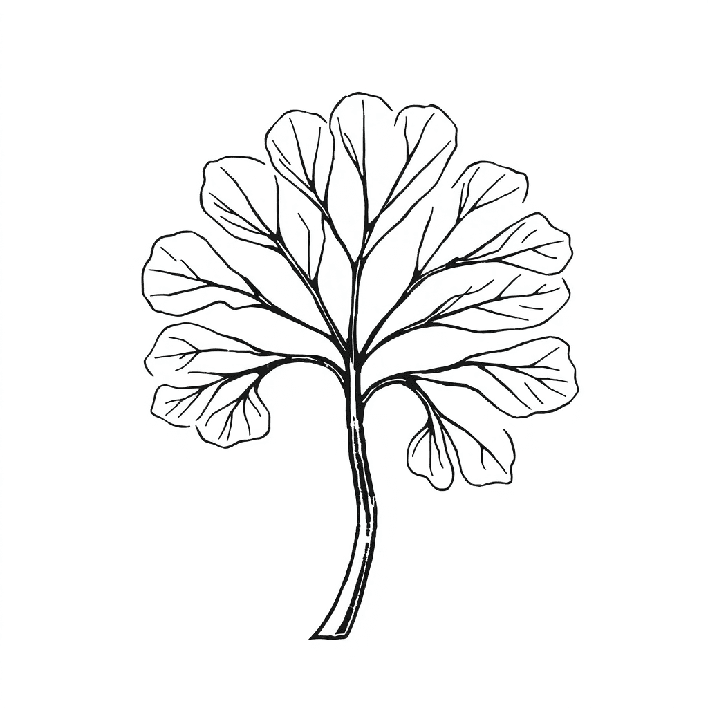 Crea Una Dibujo Simulando Trazos En Birome Negra, De Trazos Irregulares E Imperfectos, De Una Rama Larga De Ginko Biloba, Con Solo 5 Hojas, Que La Rama Tenga Forma Curva Como Una E