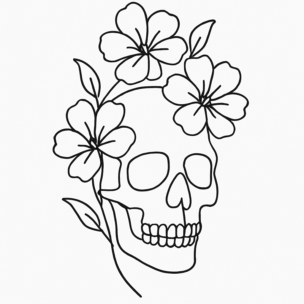 A Skull With Flowers