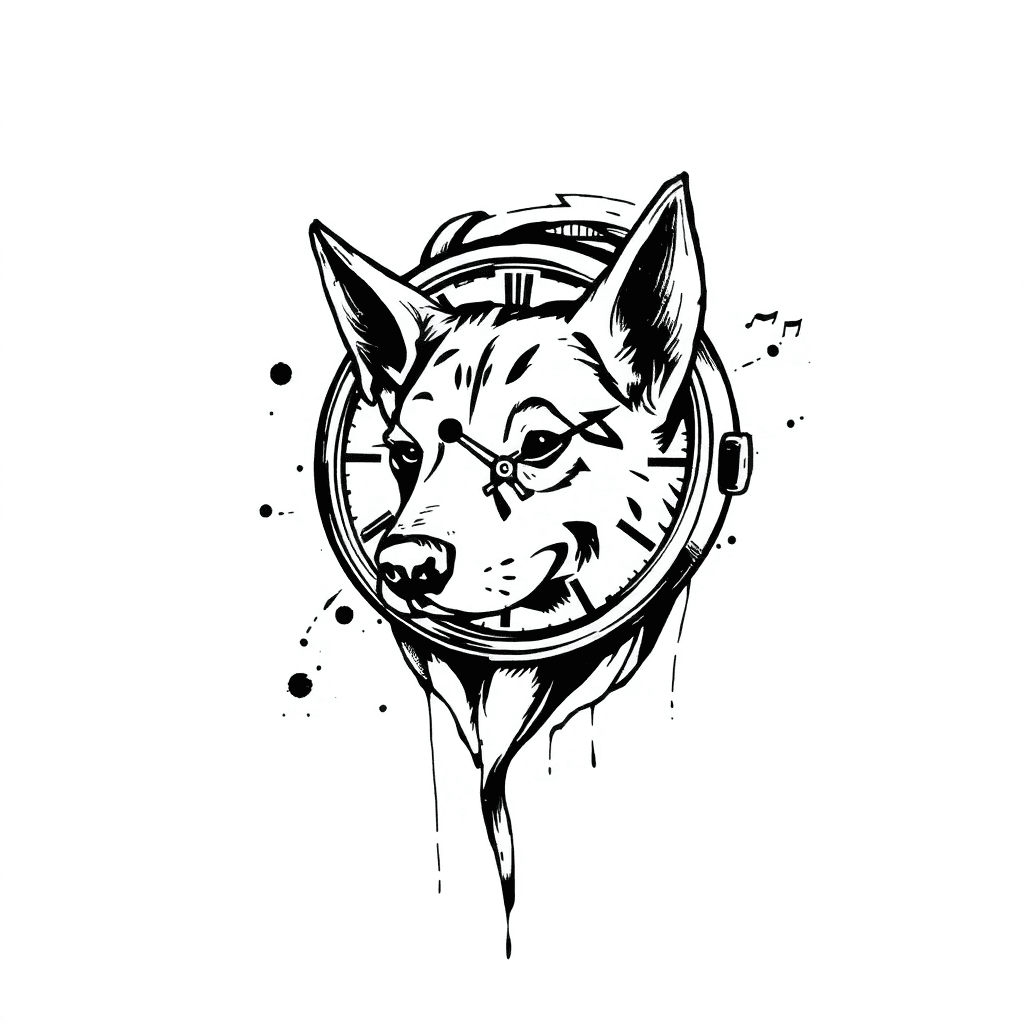 Lebensuhr Die Mit Der Musik Verschmolzen Ist. Eine Hunde Pfote. Eine Stabilität Im Leben