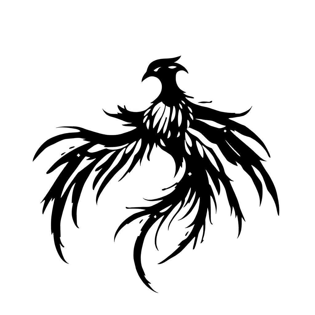 Japanese Brush Art Abstract Pheonix Tattoo