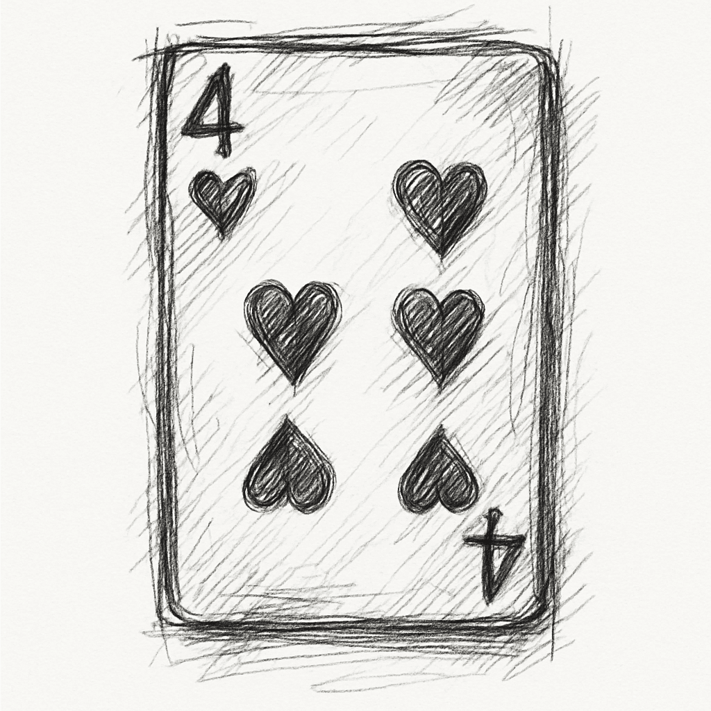Four Of Hearts Cards Tattoo