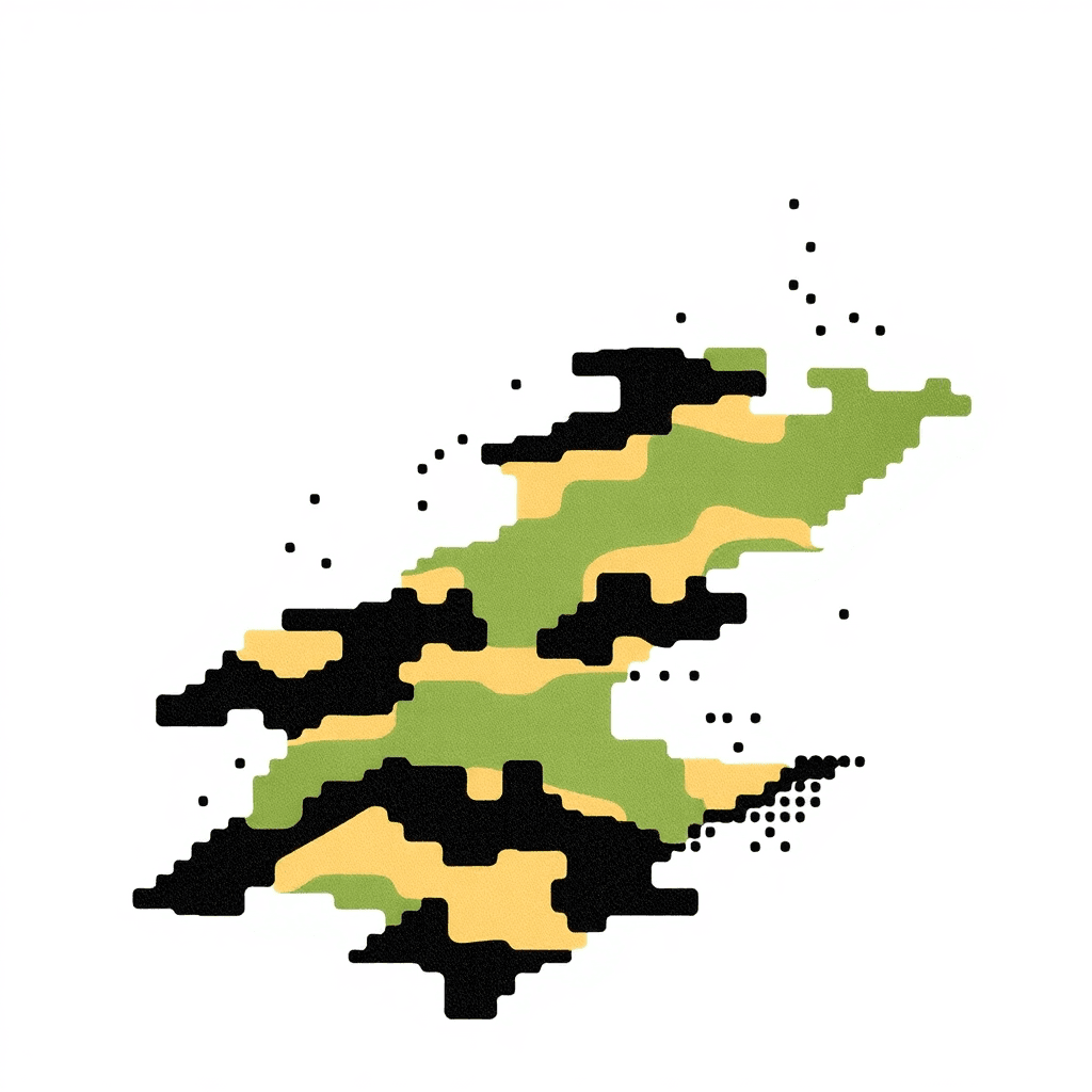 Pixelated Green With Tan And Black Camouflage