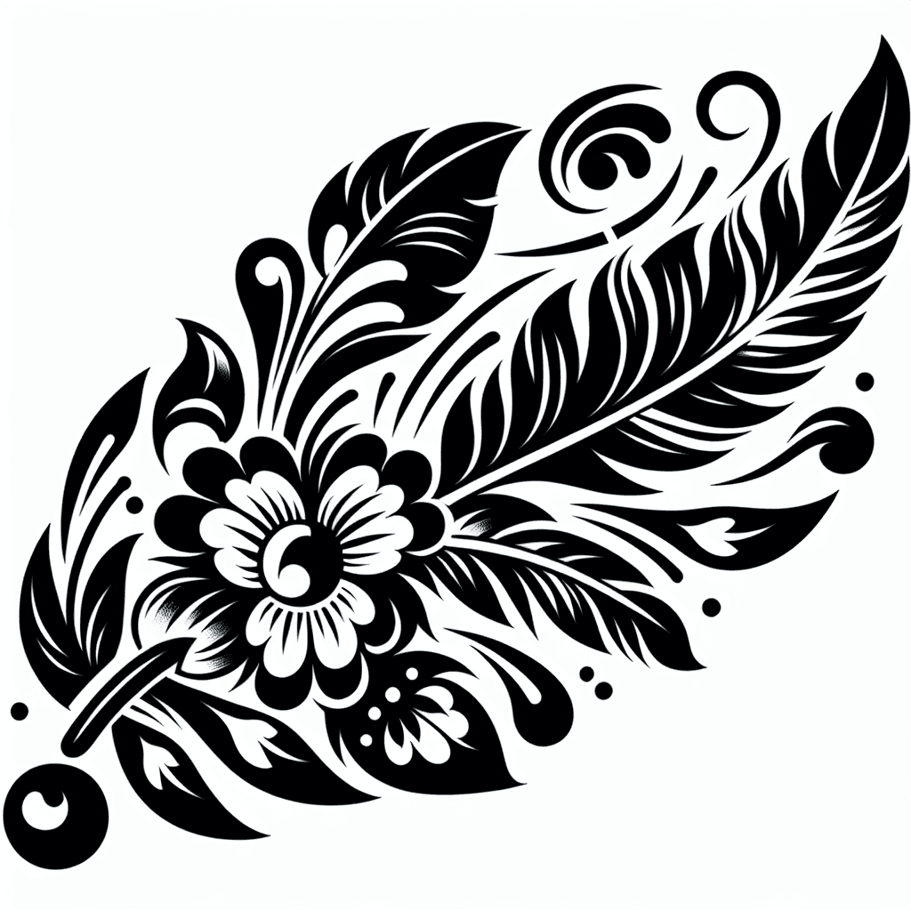 Fancy Feathers With Flowers Flowing From It