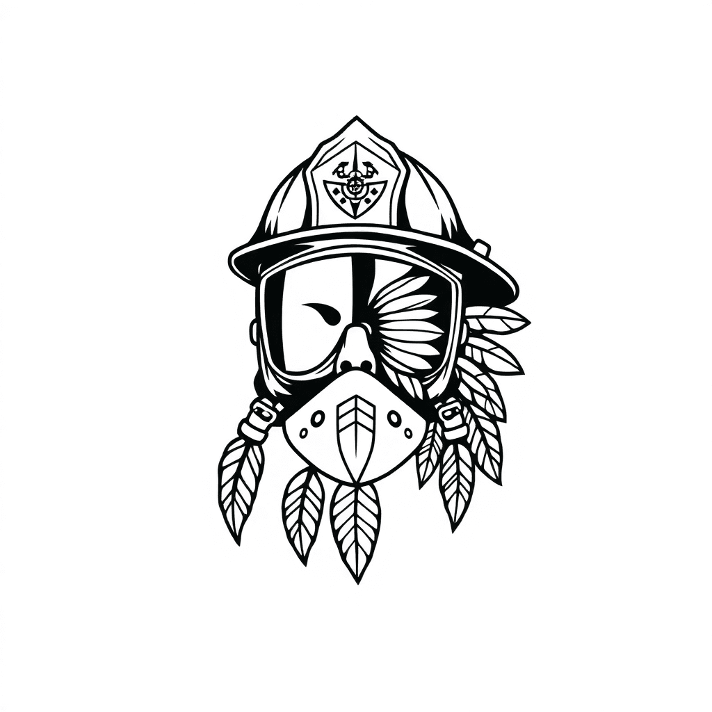 Firefighter Helmet With Native American Design