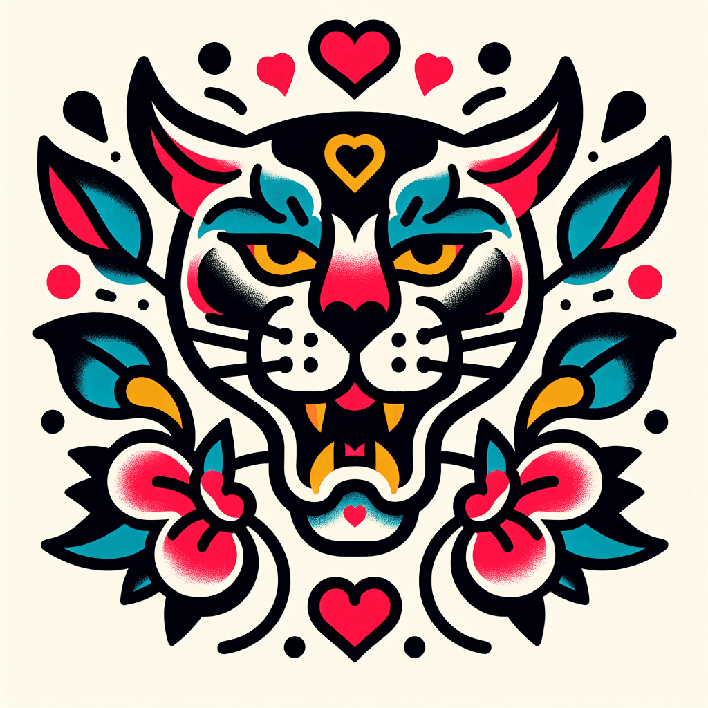 A Panther Head With Heart-shaped Spots.