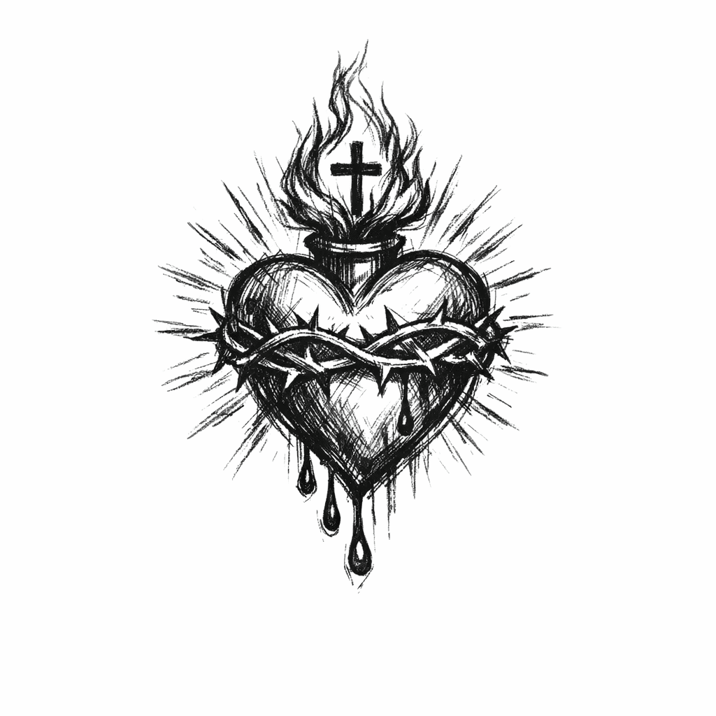 Sketch "Sacred Heart" Tattoo Design