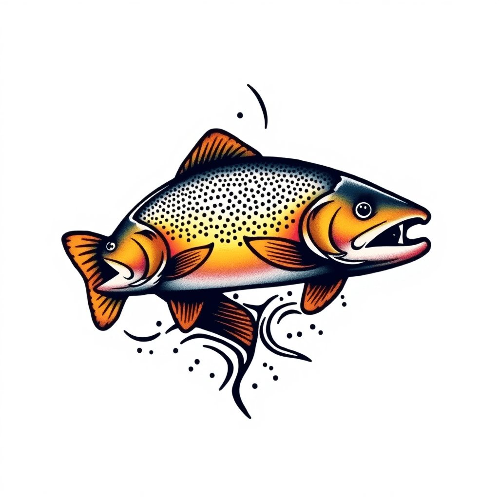 A Trout Jumping Out Of The Water