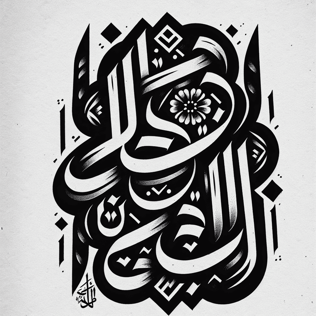 Traditional "Write this in arabic caligraphy with black on a white background كُنتُمْ خَيْرَ أُمَّةٍ أُخْرِجَتْ لِلنَّاسِ تَأْمُرُونَ بِٱلْمَعْرُوفِ وَتَنْهَوْنَ عَنِ ٱلْمُنكَرِ وَتُؤْمِنُونَ بِٱللَّهِ ۗ" Tattoo Design
