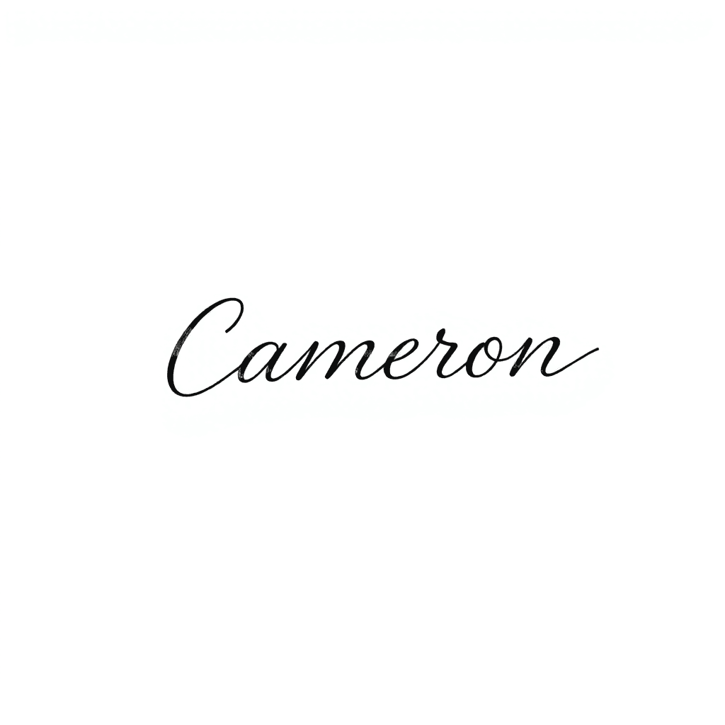 The Name “cameron” In Fine Line Cursive Script For Inside My Ring Finger Delicate Clean, Simple Cursive Font Like Handwriting Tattoo Design