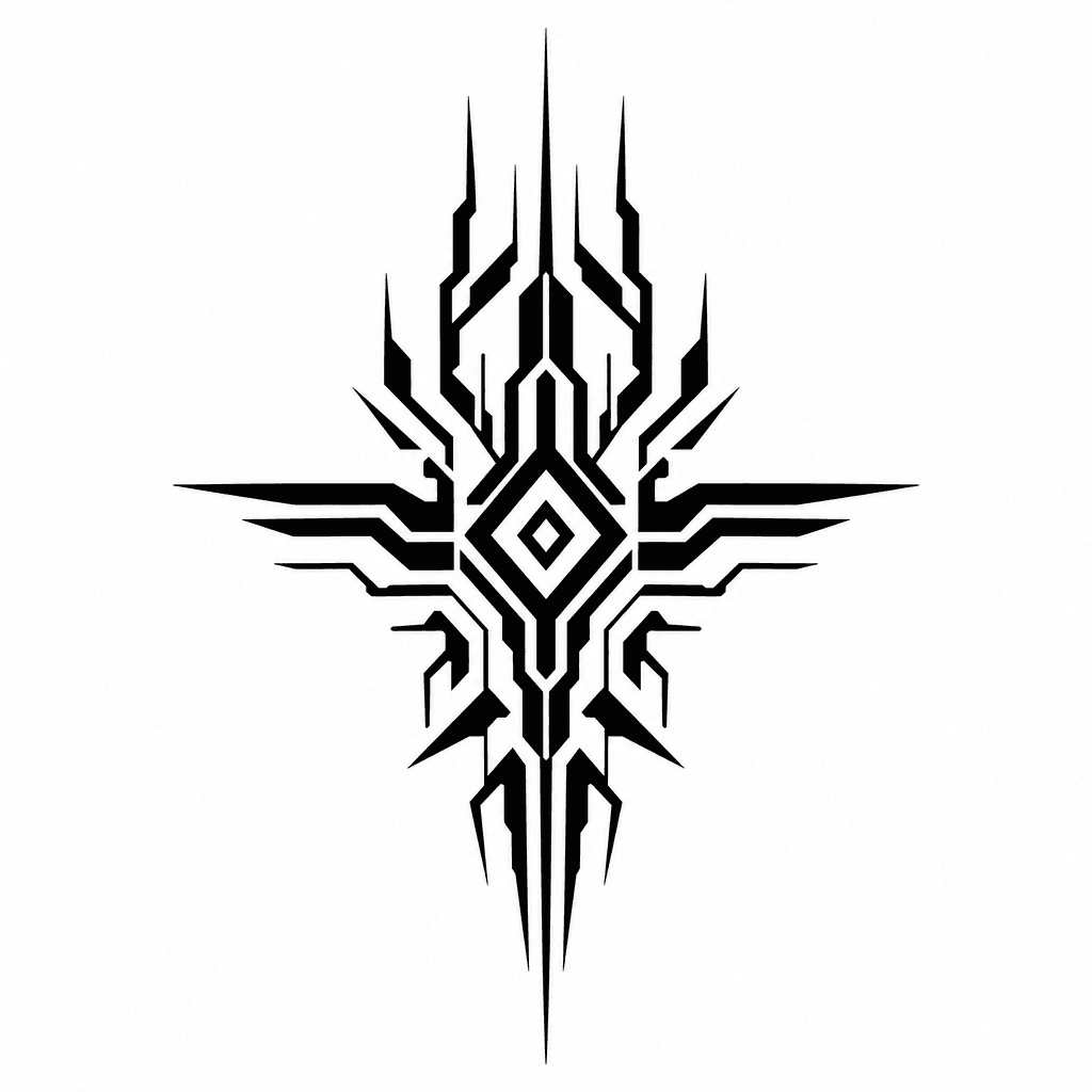 Black Cybersigil Wrist Symbol With Angular Points