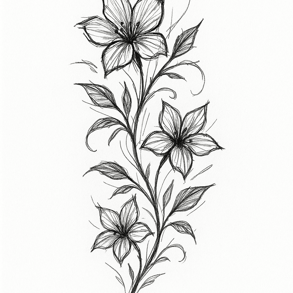 Flowers With Vines And Leafs On Your Side