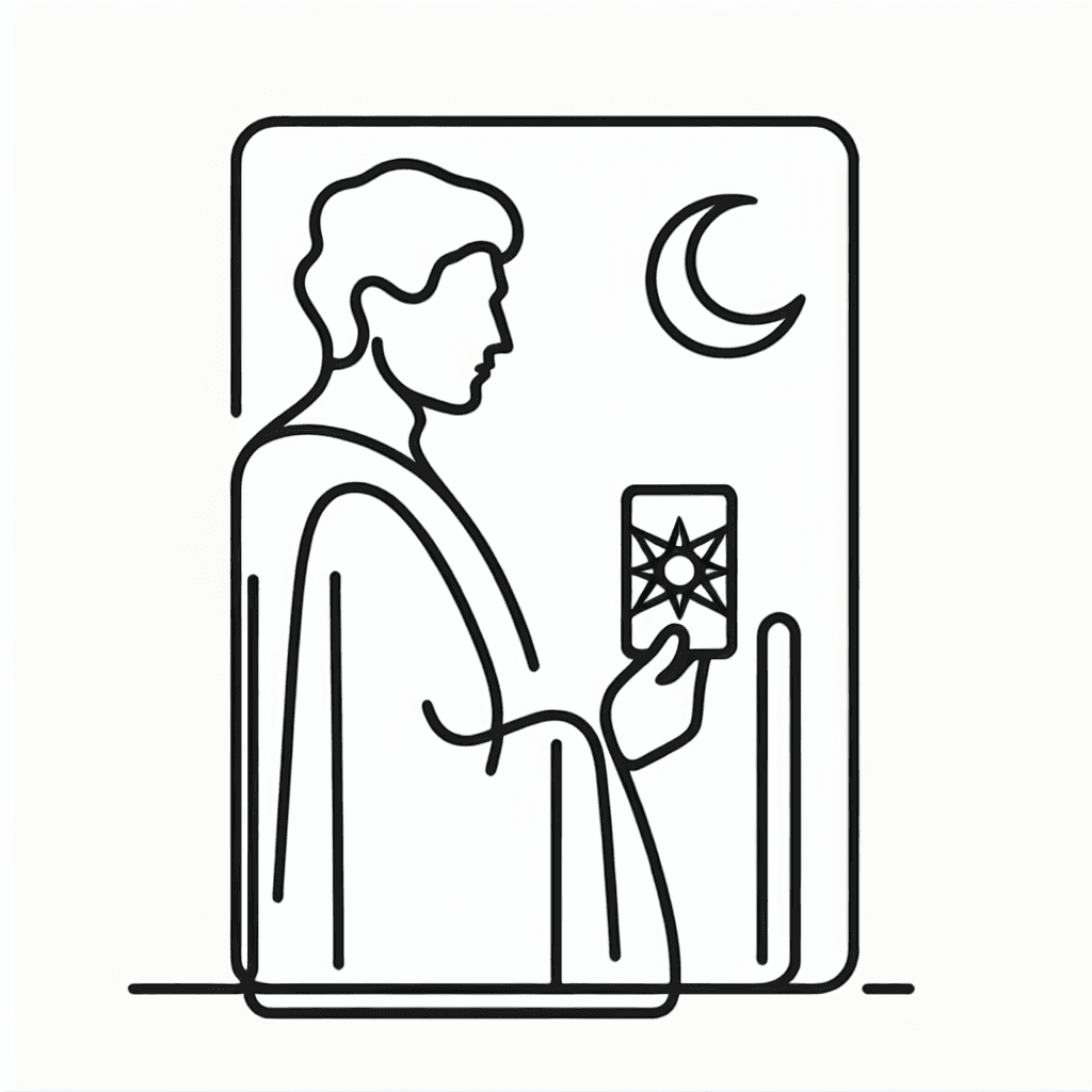 Single line "Tarot card magician" Tattoo Design