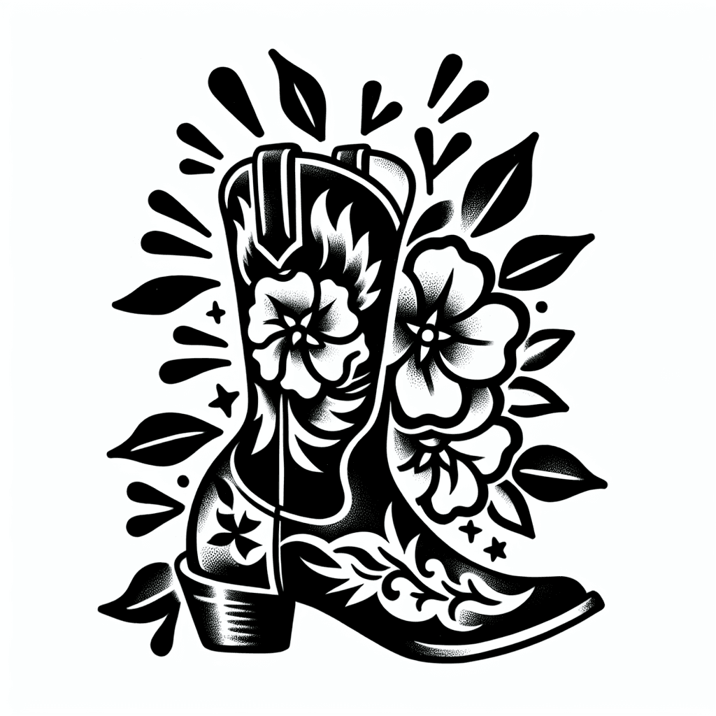 A Cowgirl Boot With Flowers Coming Out Of It