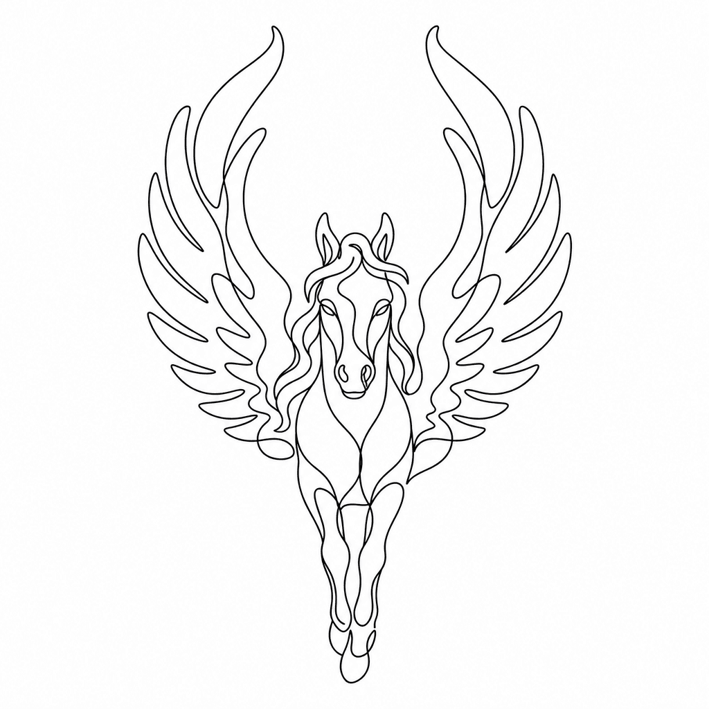 Front Pegasus Face With Rising Wings To Look Like A Phoenix