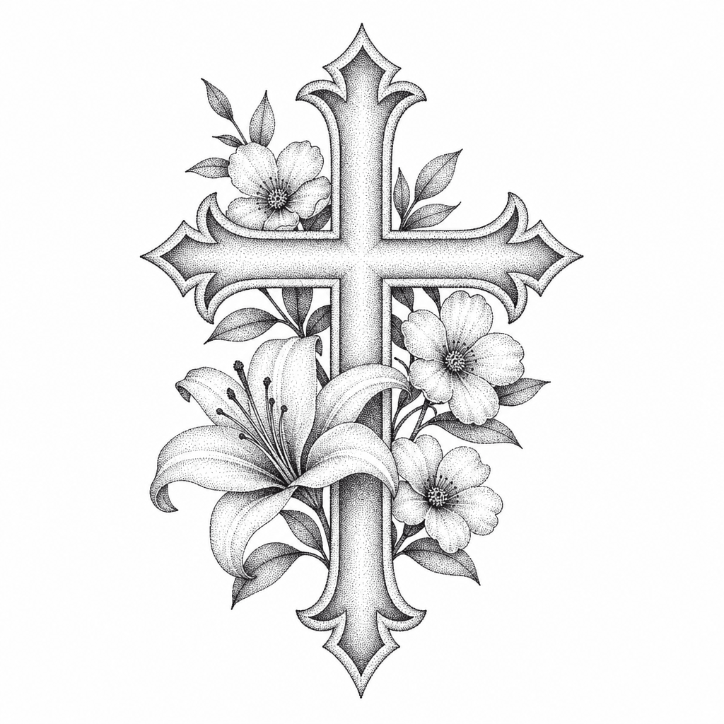 Cross With Flowers