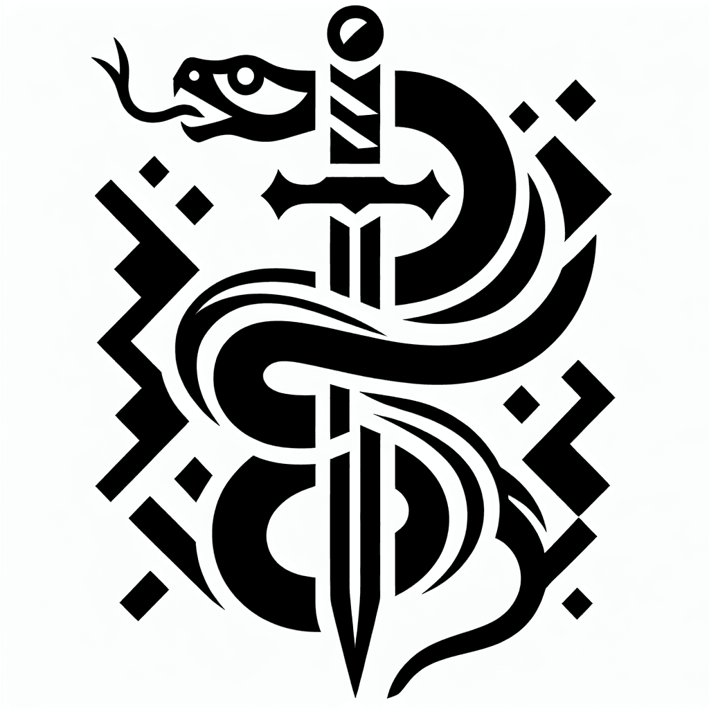 A Snake Wrapped Around A Sword