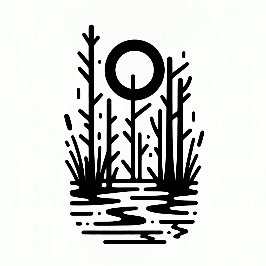 Swamp Lineart With Sun