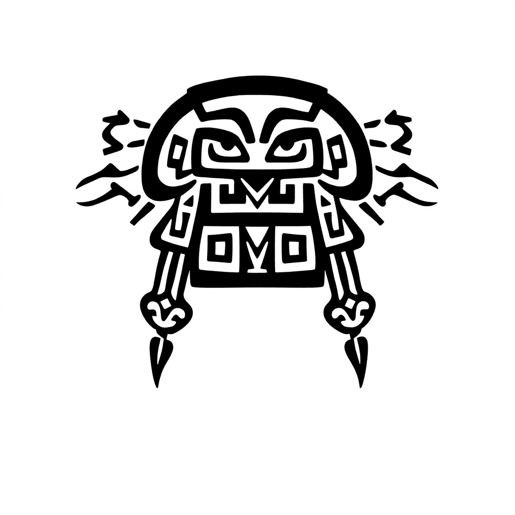 Single line "Aztec hieroglyph" Tattoo Design
