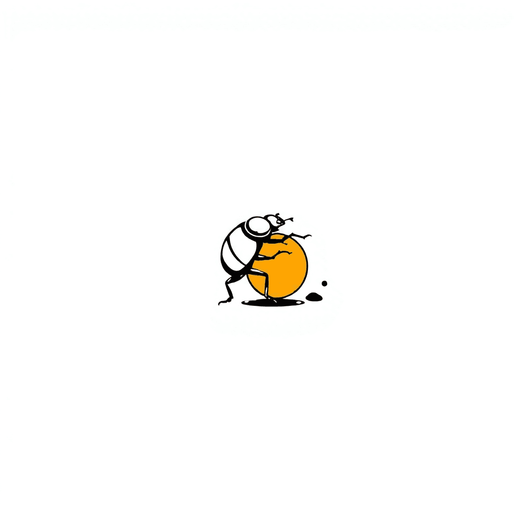 A Dung Beetle Rolling A Ball Of Poop