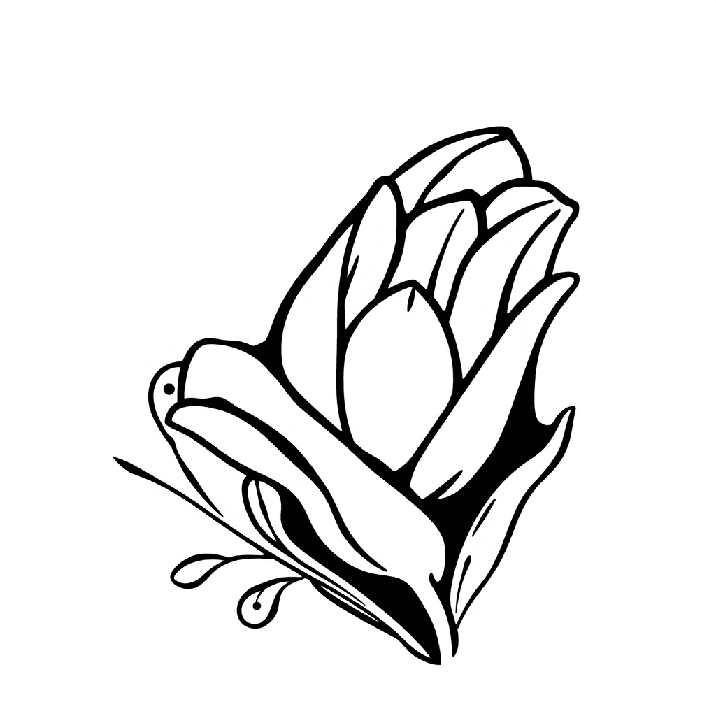 Single line "eternal love design with a tulip" Tattoo Design