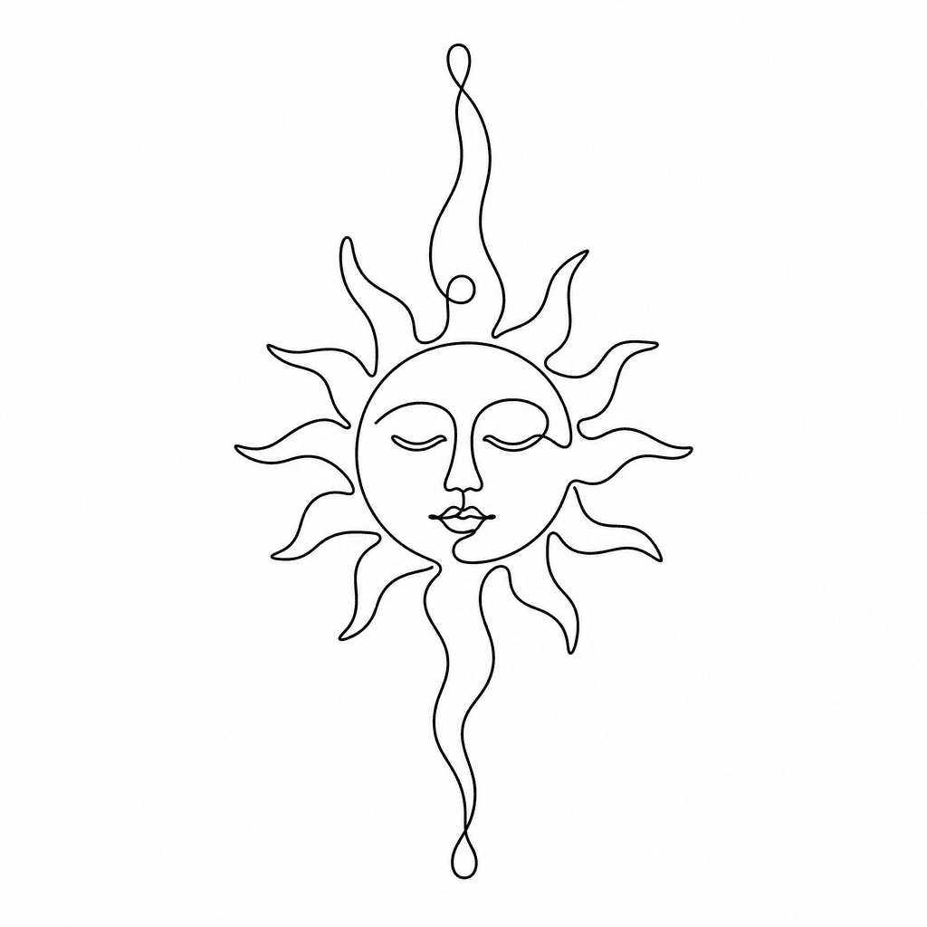 Single line "sun symbol" Tattoo Design