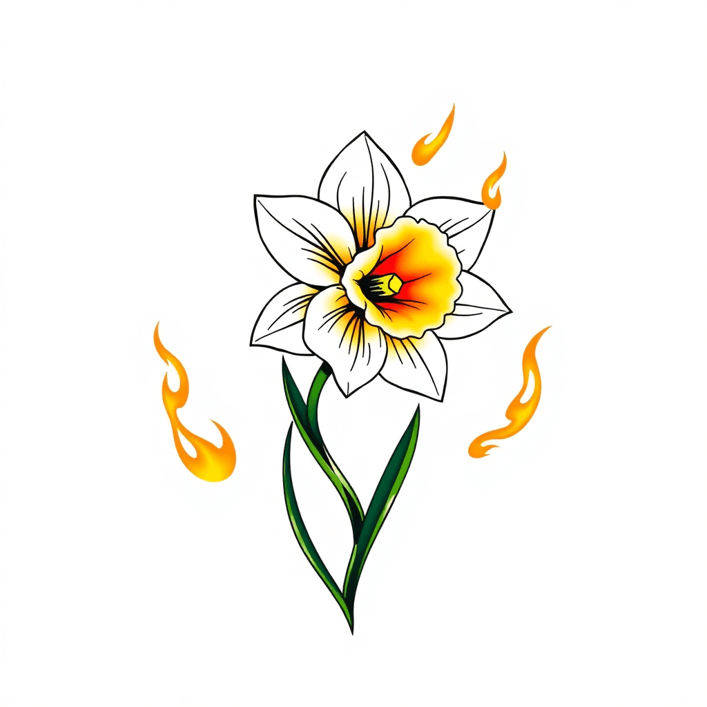 Daffodil With Flames