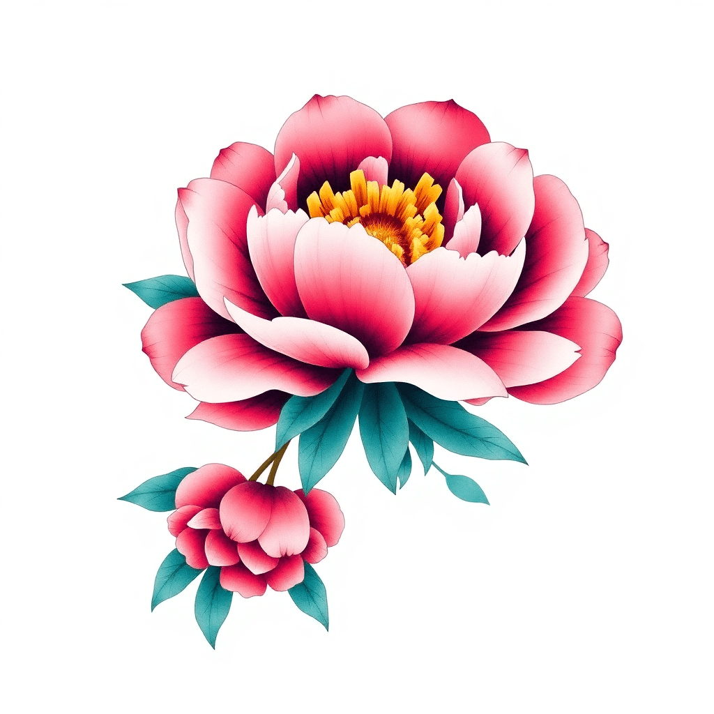 Huge Flowing Peony Flower