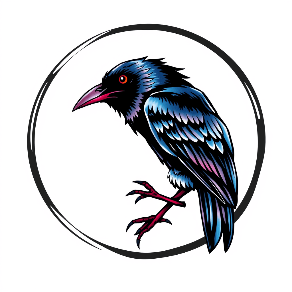Raven Bird In Circle