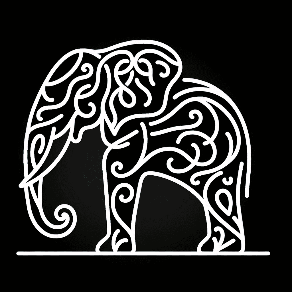 Single line "elephant" Tattoo Design