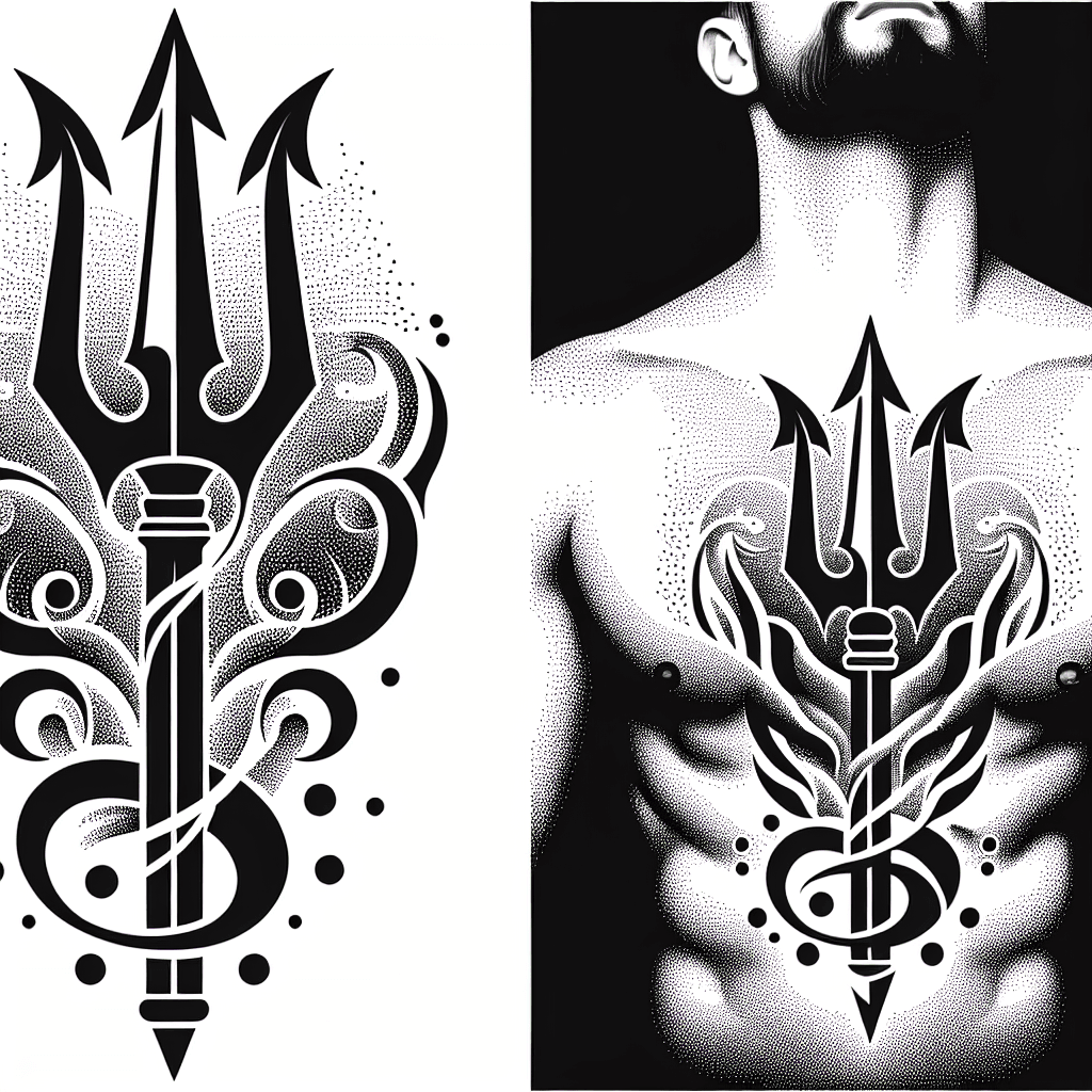Poseidon's Trident, Simple Chest Tattoo.