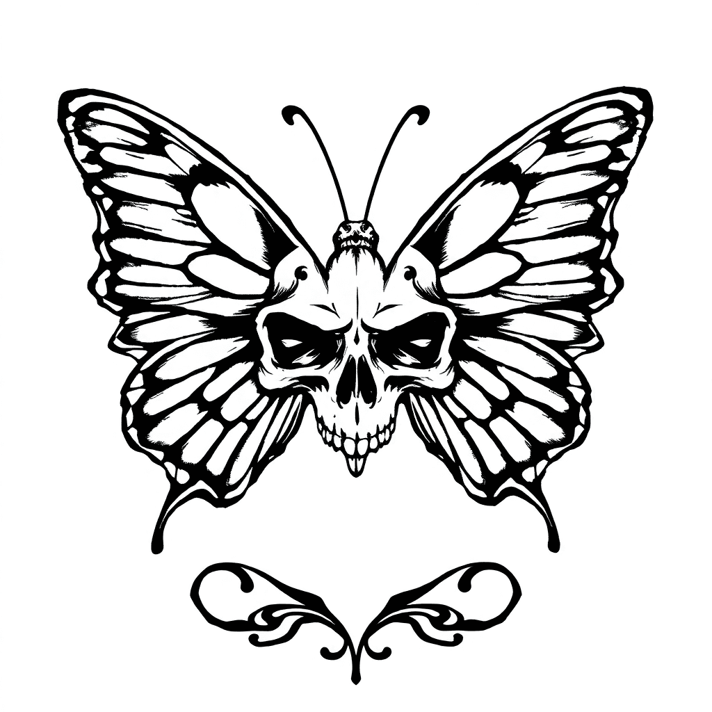 Bad Butterfly Shaped Skull Tattoo Fixed To Look Like A Regular Butterfly
