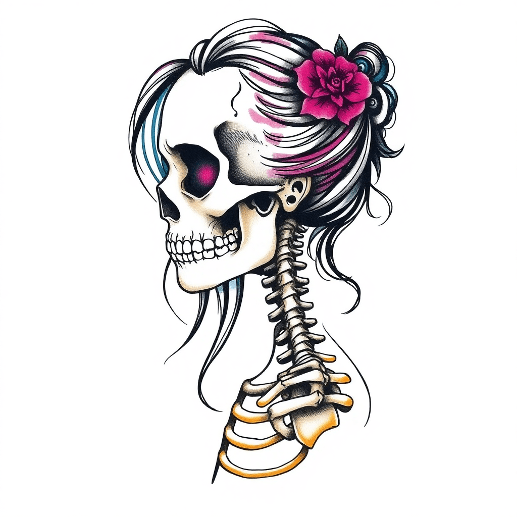 Half Woman Half Skeleton Body And Face