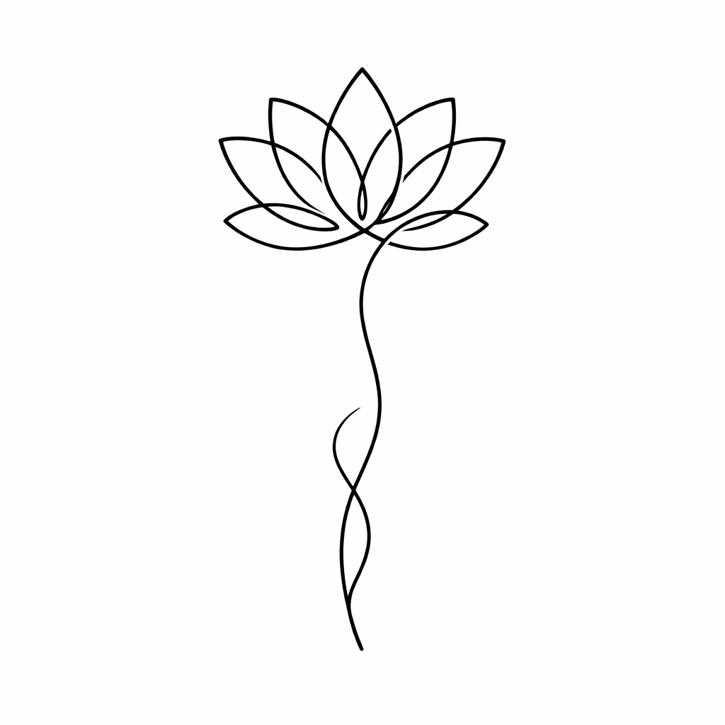 Single line "Lotus Bloom" Tattoo Design