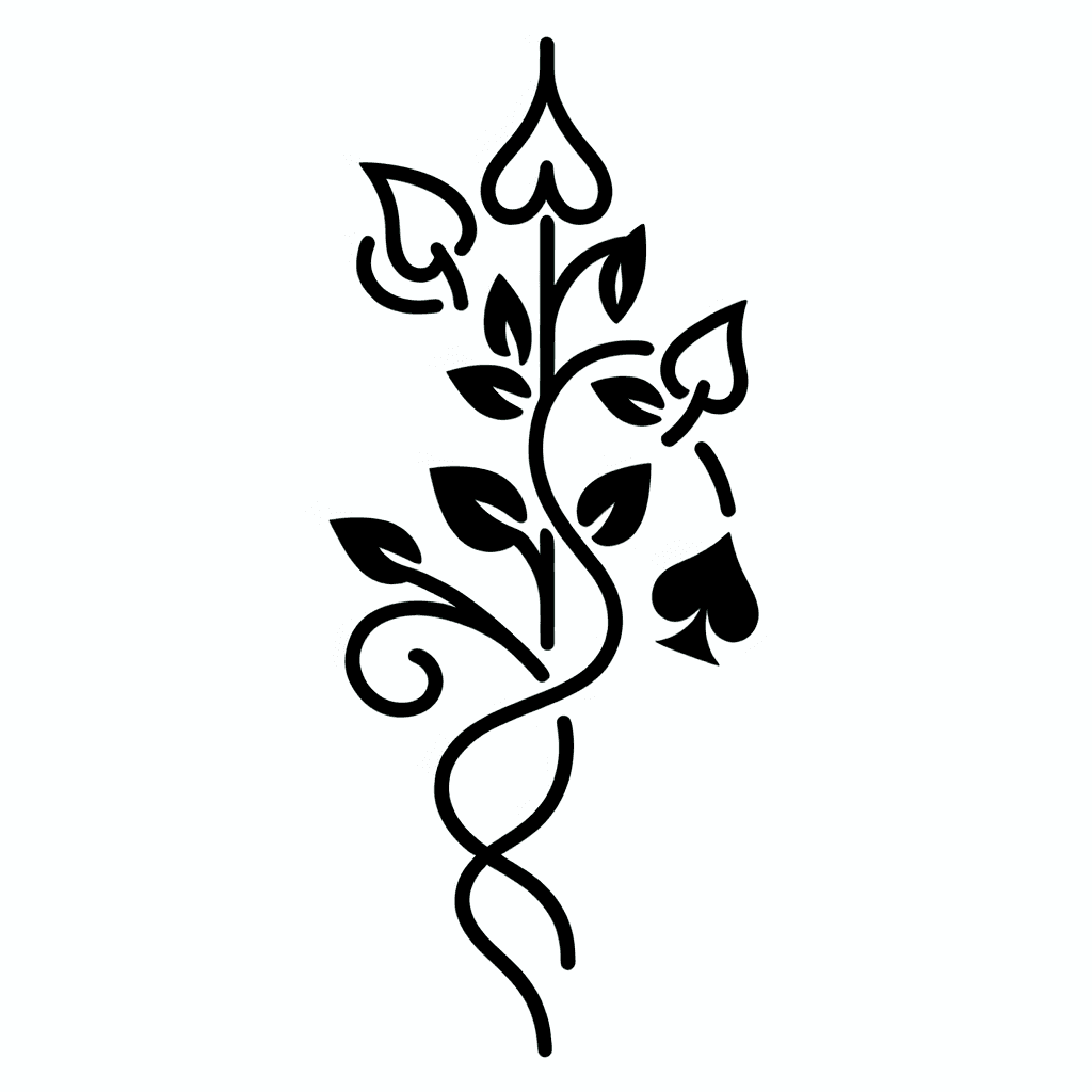 A Vine With A Spade Symbols Growing Out Of It,creating A Mysterious And Elegant Design
