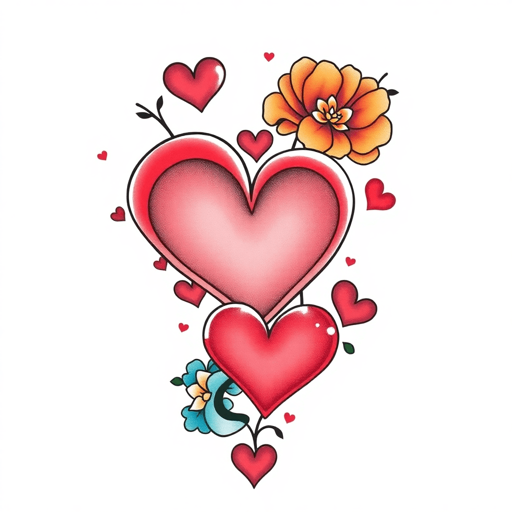 Cover Up Tattoo Including Heart Shapes