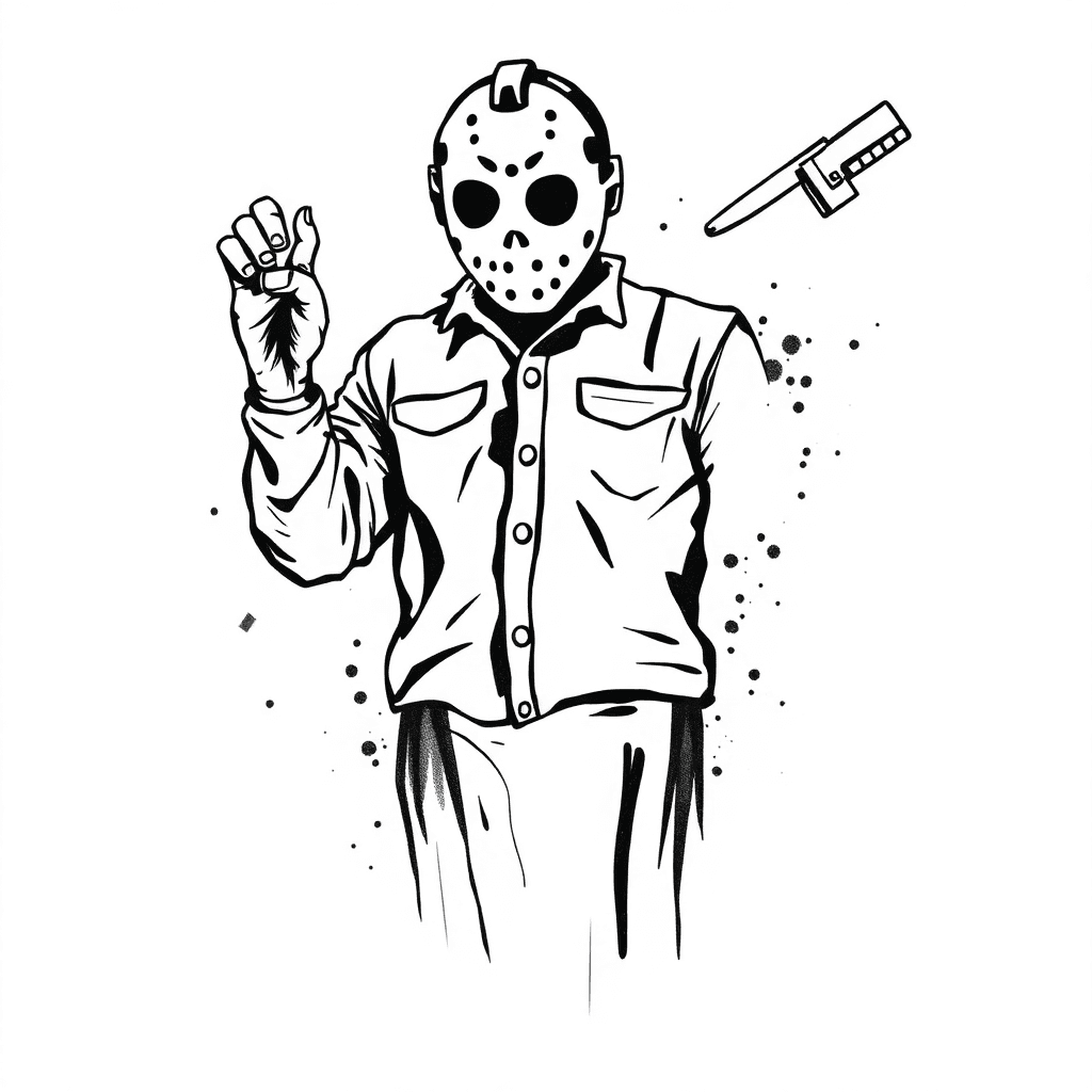 Jason Vorhees Fullbody Tattoo Stencil