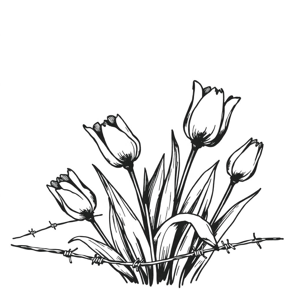 Barbed Wire And Tulips