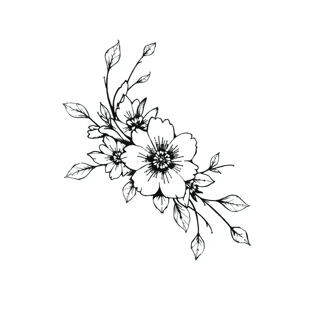 Blackwork Floral Design For A Forearm With Organic Patterns Of White Spaces To Generate Harmonious Lines Of Dynamism Starting At The Elbow Joint And Ending At The Wrist.