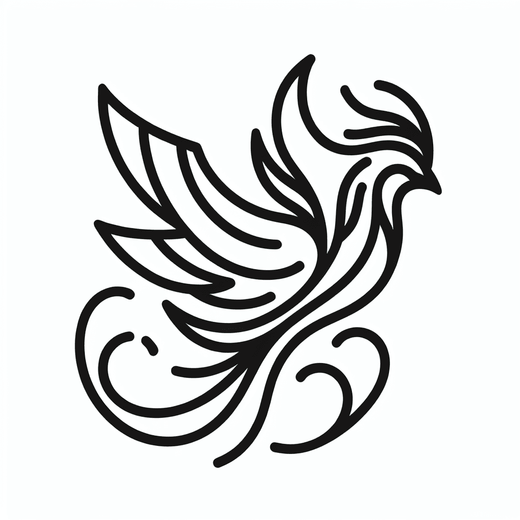 Single line "Phenix" Tattoo Design