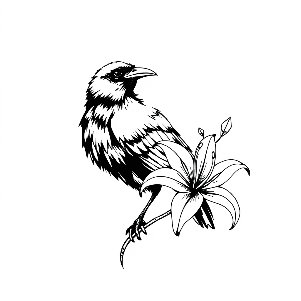 Crow With Spider Lily