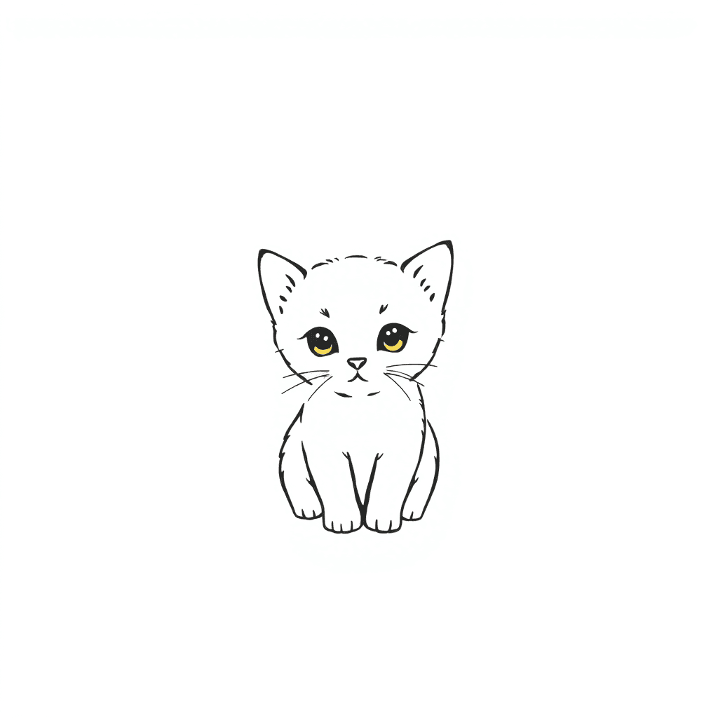 A Cute Kitten With Fine Line