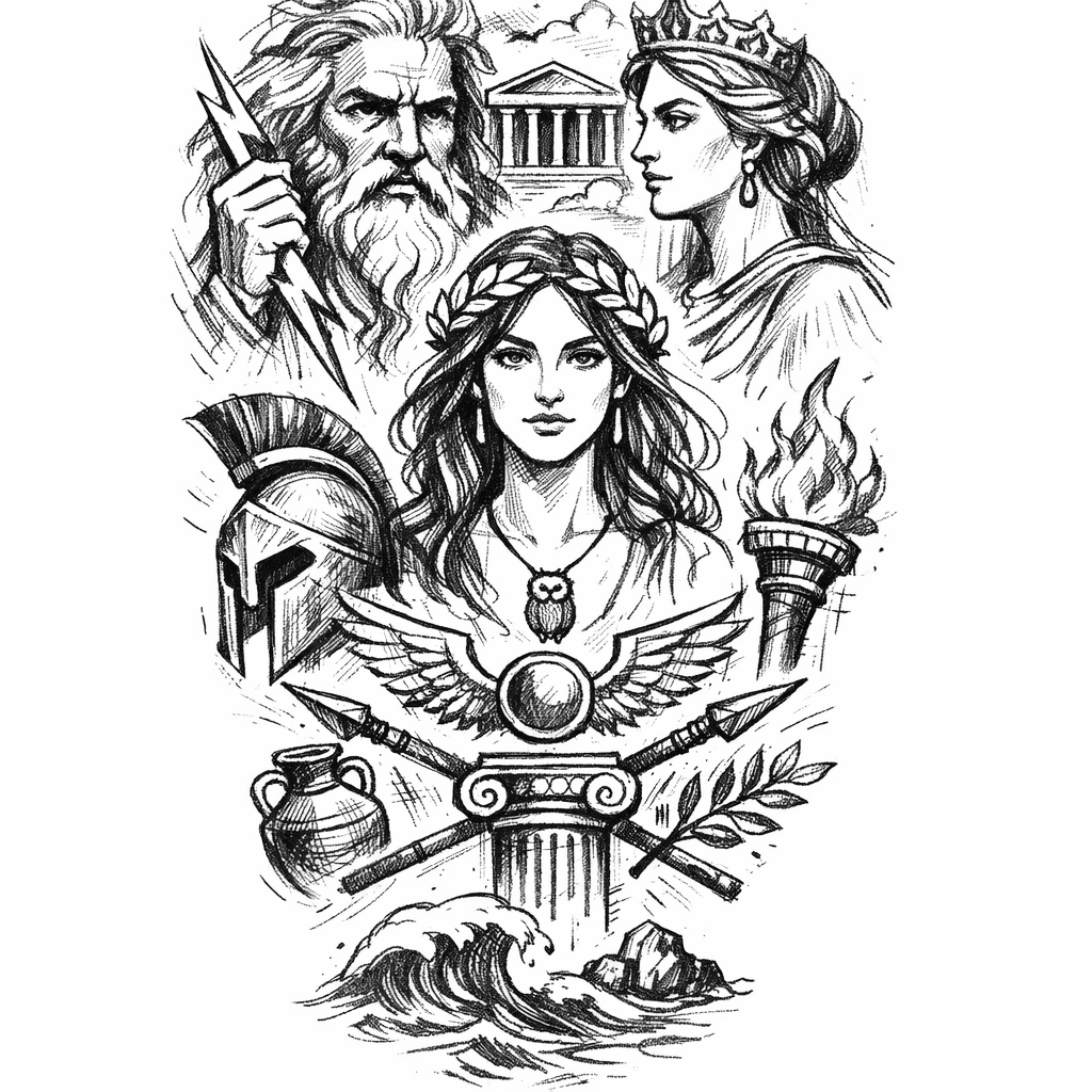 Bana Zeus Ve Heraya Uyumlu Antik Yunan Ile Alakalı Tasarımlar Oluştur