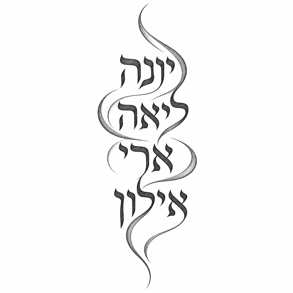 Abstract Hebrew Family Tattoo Using יונה ליאה ארי אילון, Black Ink, Flowing Calligraphy, Premium Forearm Design
abstract Hebrew Family Tattoo Using יונה ליאה ארי אילון, Black Ink, Flowing Calligraphy,