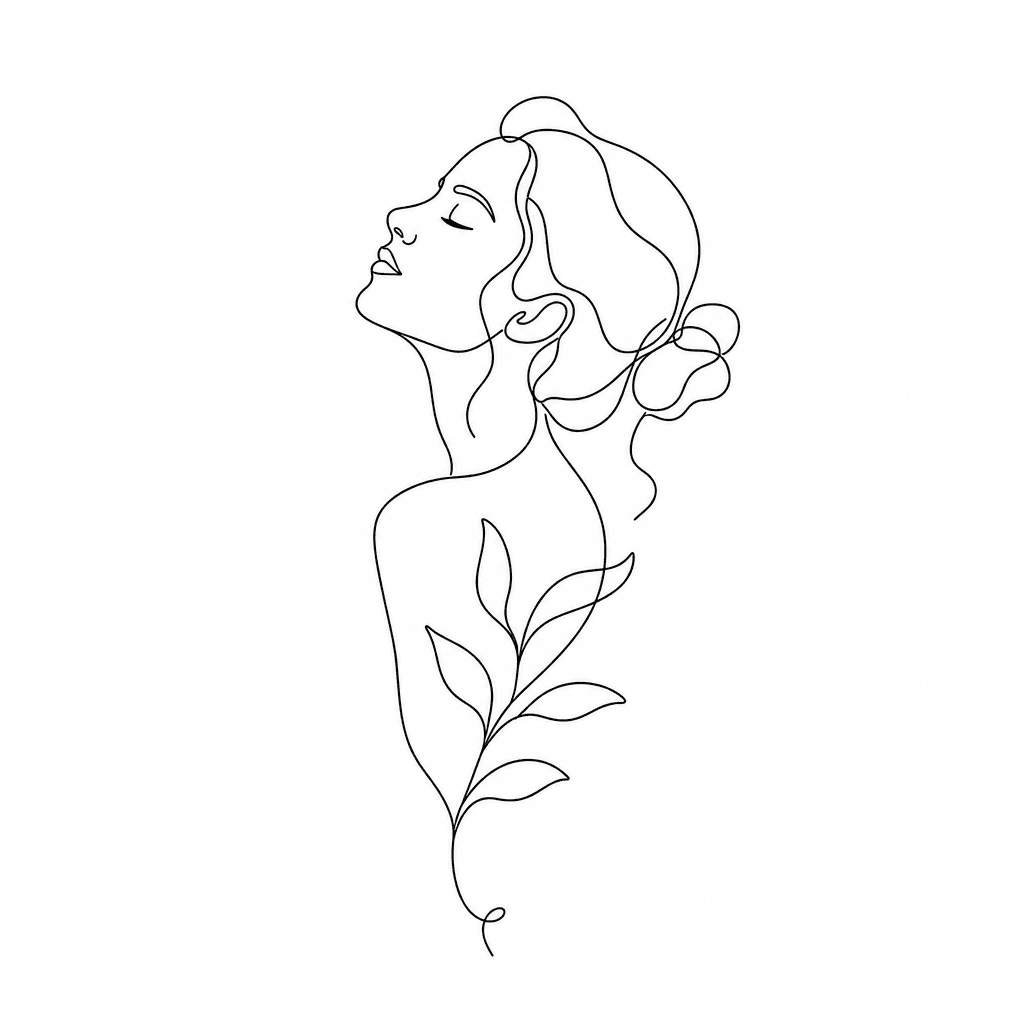 Single line "minimal portrait outline" Tattoo Design