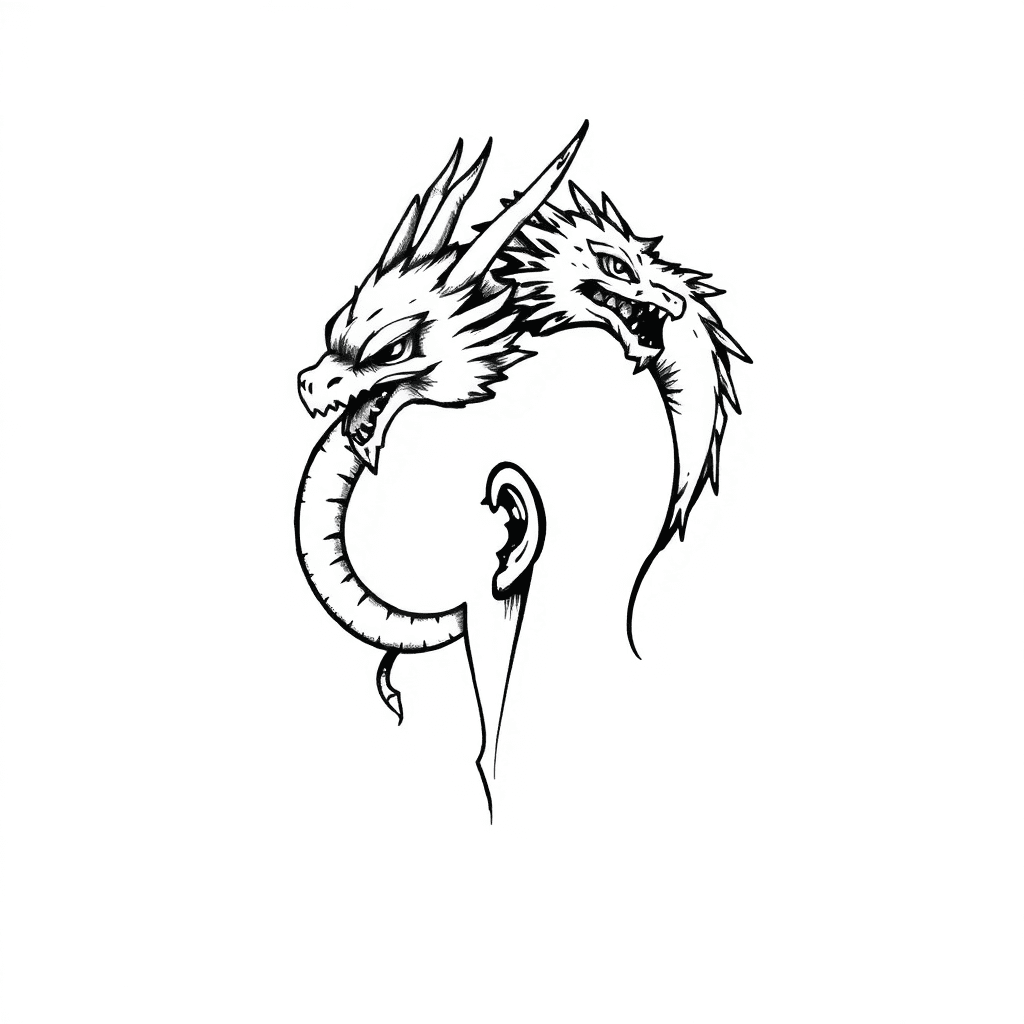 A Dragon On Head Around A Ear