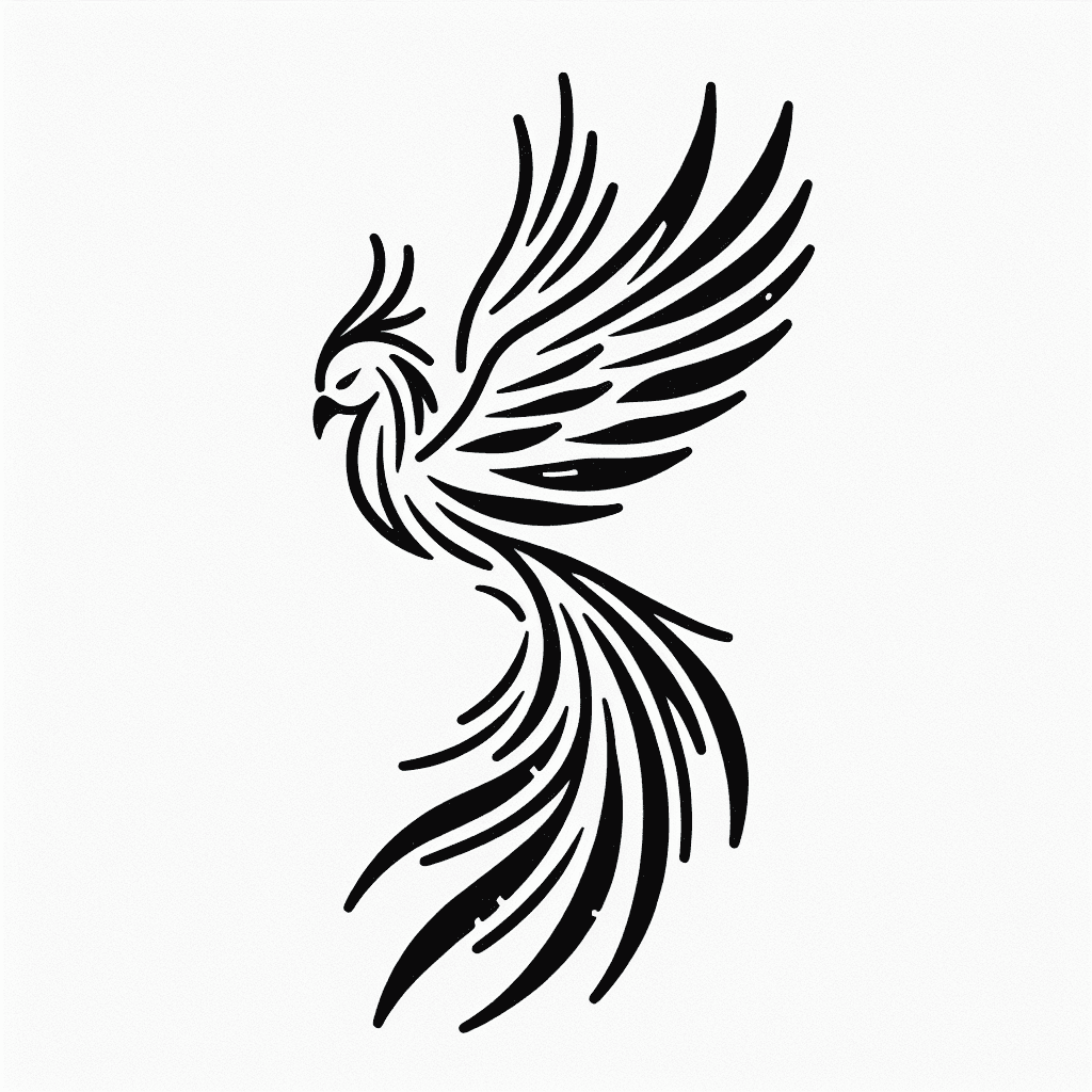 Phoenix, Fineline, Feine Federn, Volle Flügel