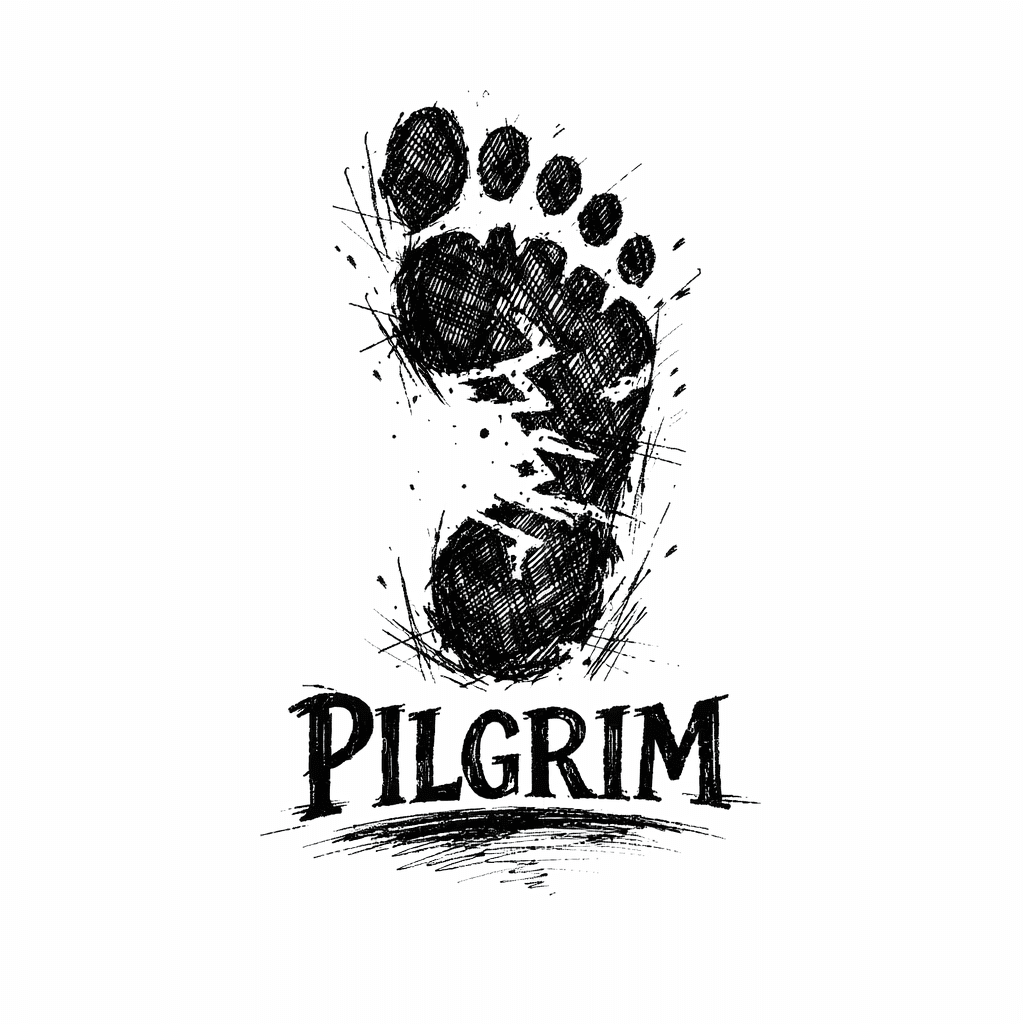 The Word Pilgrim With A Footprint Graphic