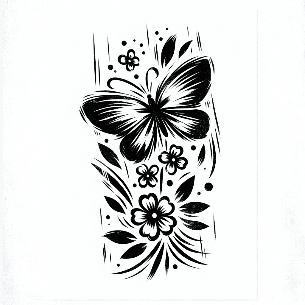 Simple Butterfly With Flowers